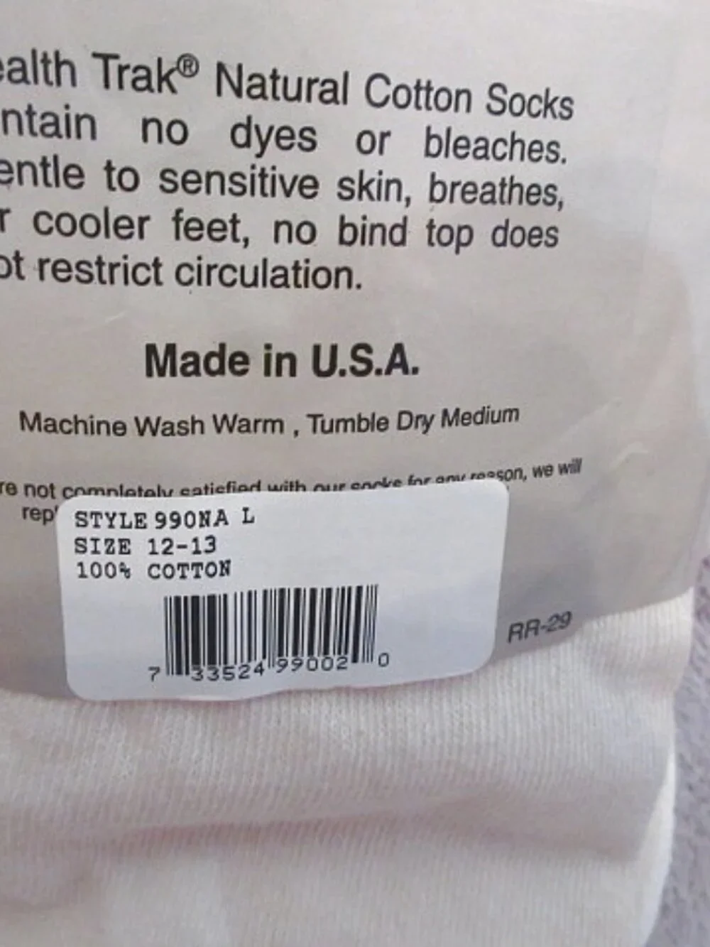 Vtg 100% Cotton Socks Mens 12-13 Therapeutic 12 Pairs Boot Natural USA Made NEW